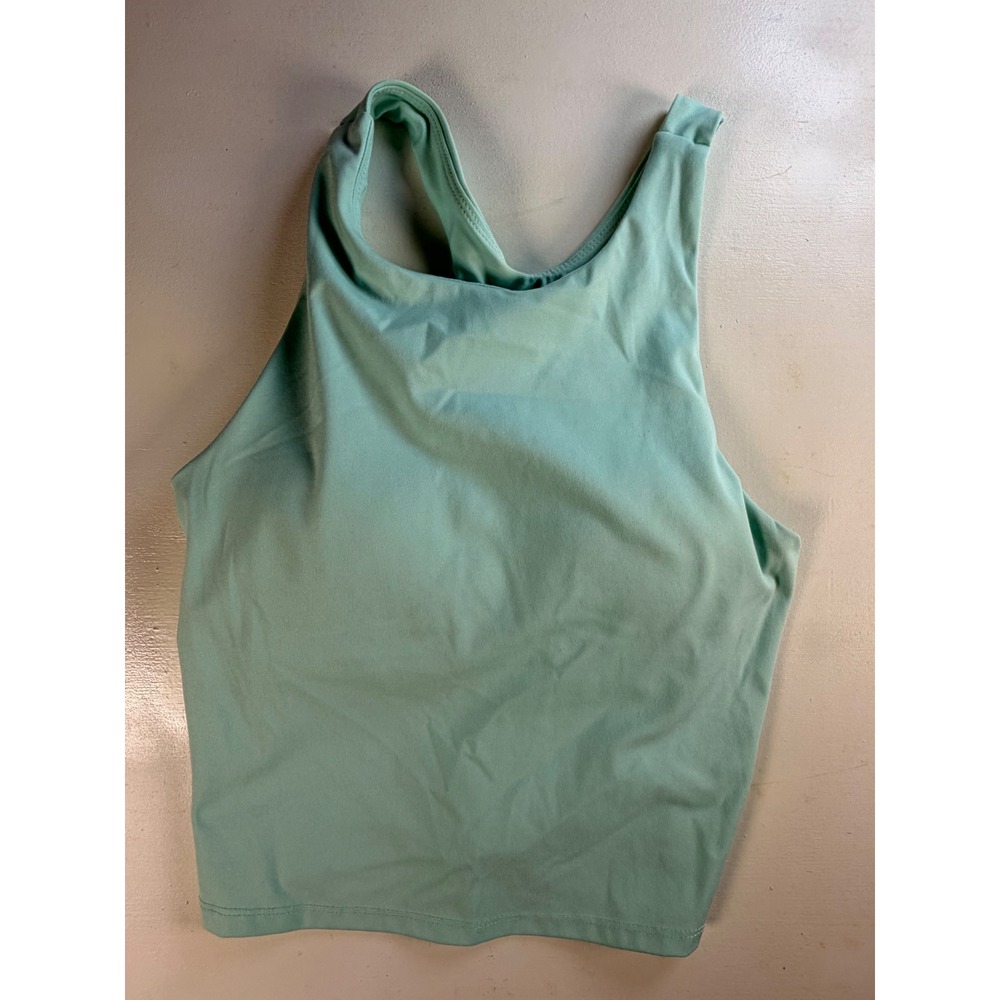 Jockey Crop Tank Top Womens Small Mint Green Y2K Athletic High Neck Built-in Bra